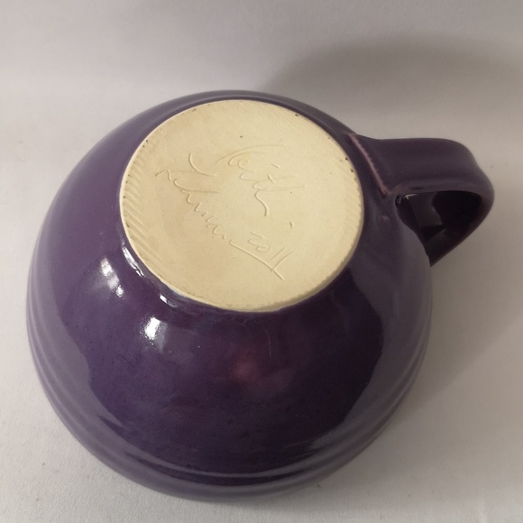 Set of Two Studio Art Pottery Coffee / Tea Mugs, Large Purple & Yellow Dragonfly - Picture 9 of 9